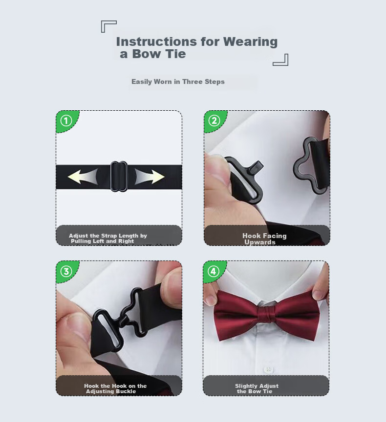 GLO-STORY Gift Box Set, Mid-Autumn Festival Gift for Men's Bow Tie, Groom's Formal Wear for Wedding, British-Style Bow Tie, Black - Single Bow 3