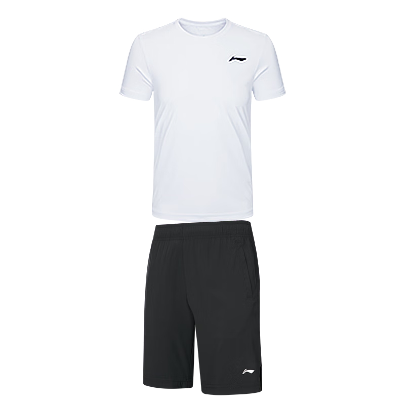 Li-Ning Women's Sports Set, Summer Ice Silk Short-Sleeve Shorts, Running Quick-Dry T-Shirt, Badminton Fitness Training Outfit