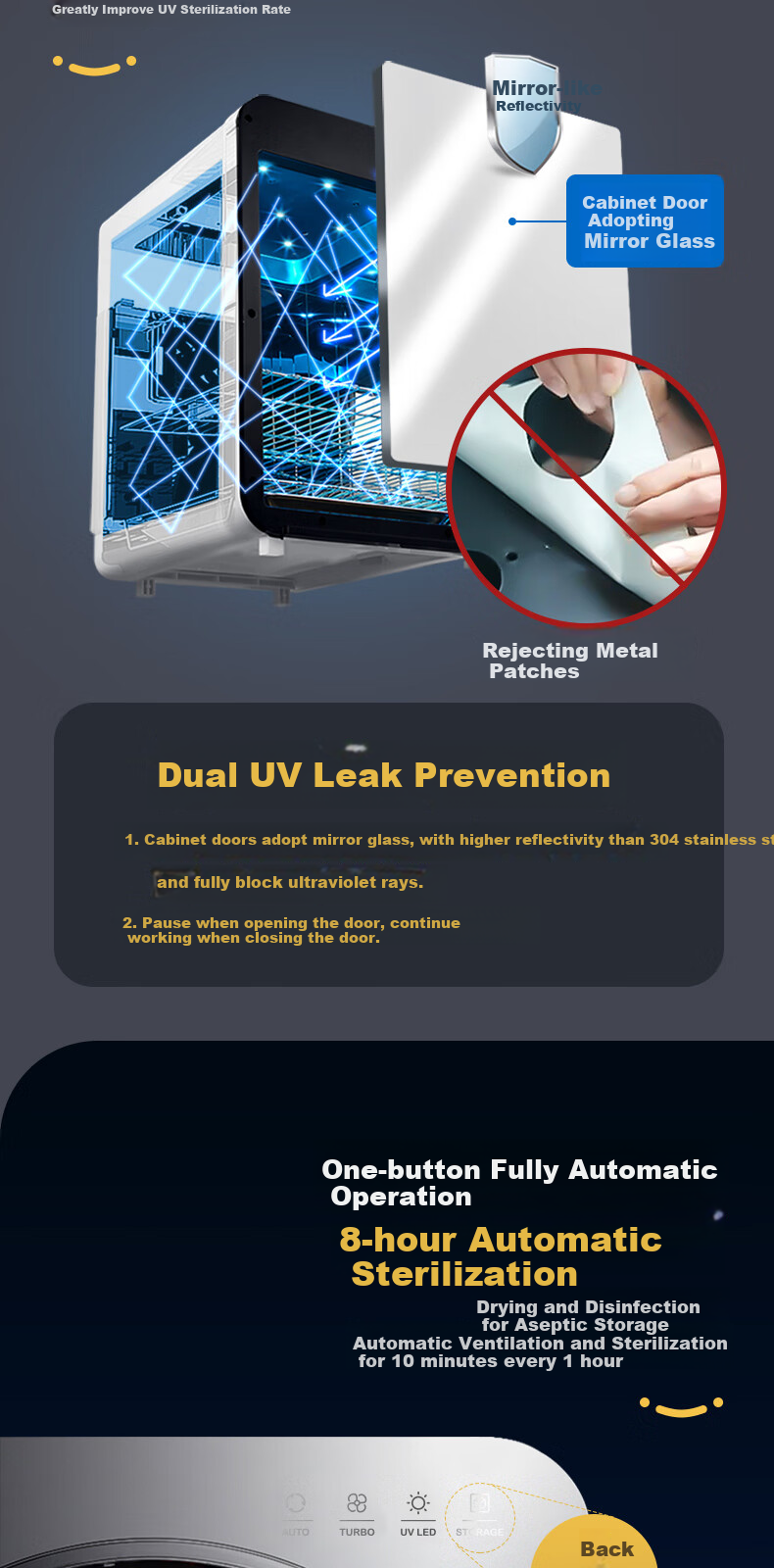 SMARTcare Baby UV Bottle Sterilizer with Drying Function, Four Series Mercury-Free Lamp Beads, Imported Sterilization Cabinet, 25L Silver 8