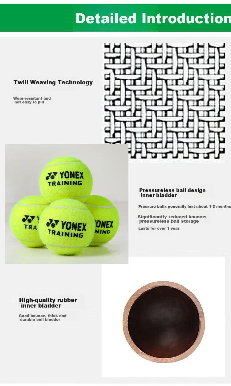 YONEX Tennis Match Training, Beginner to Advanced, High Bounce And Wear-Resistant, Full Bag of 60 Balls, Combination Pack 2