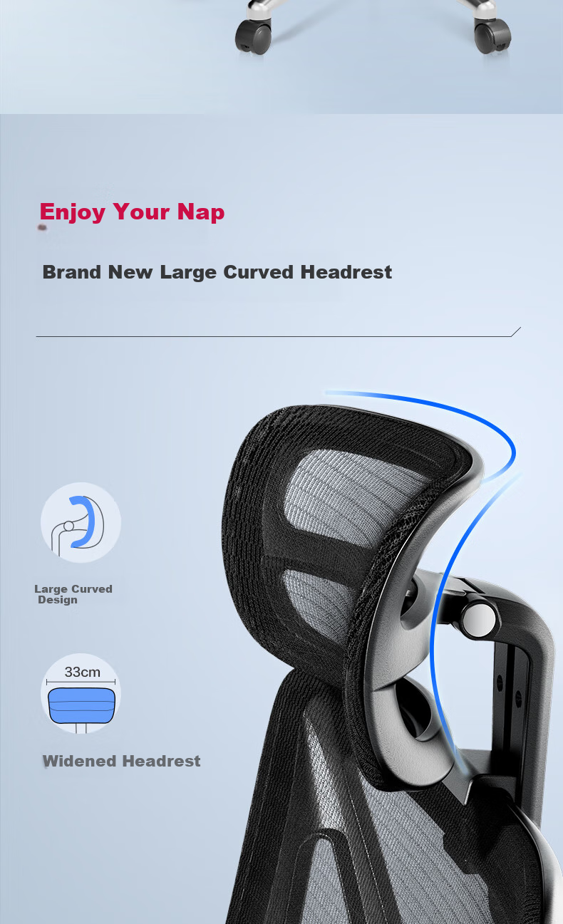 Deli KF231-J Ergonomic Office Chair Gaming Chair Executive Chair Seat, Black (With Footrest) 12