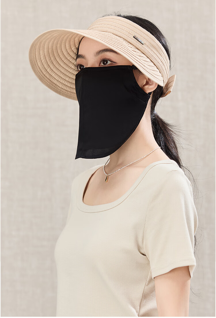 JIUMU Linen Sun Protection Hat for Women, Sunshade Cap, Open-Top Cooling Hat, Summer Mountaineering Face-Covering UV Protection Hat 10