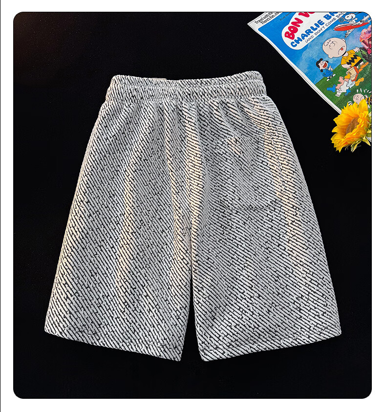 POUM American-Style Trendy Shorts for Men, Summer Casual Ice Silk Sports Beach Shorts, Style 6678, Black, Size L 6