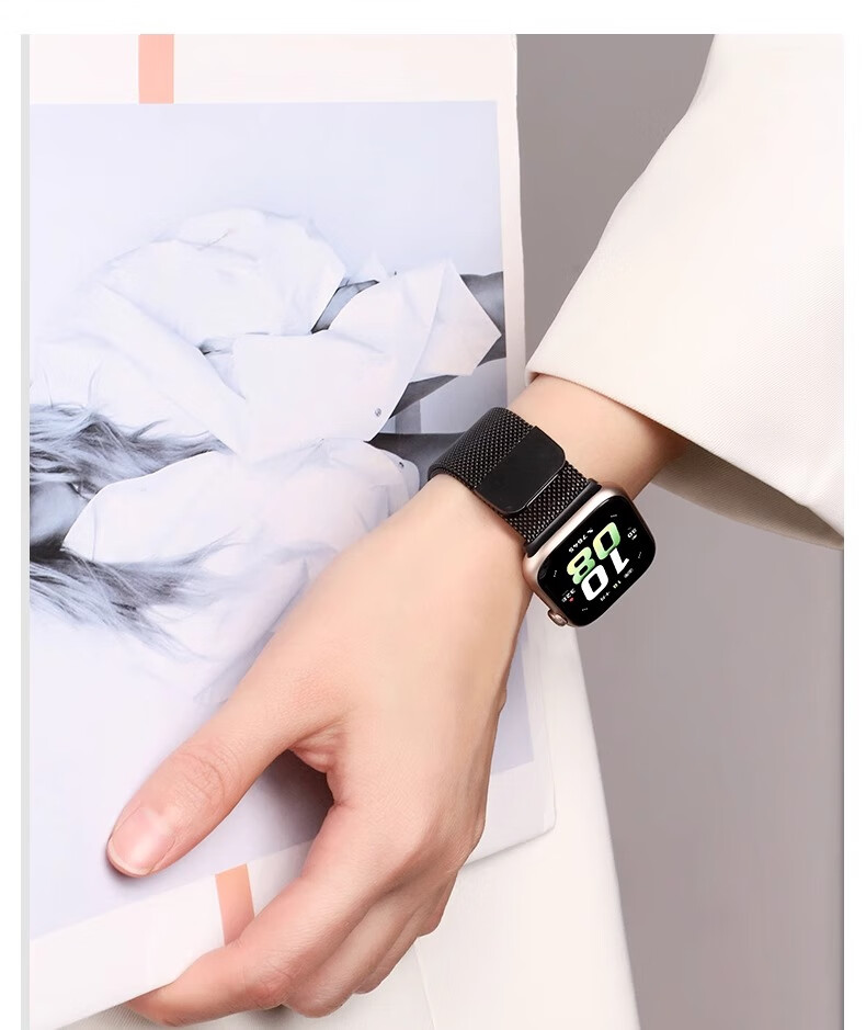 CHENSONG Compatible with HONOR Watch 5 Magnetic Strap, Milanese Metal Bracelet, Black 1