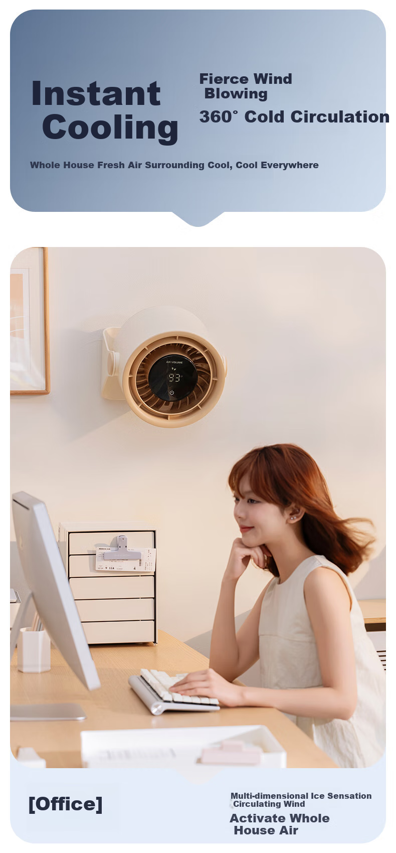 AIRMATE Small Fan, Handheld Desktop Spray Water Fan, 100-Speed Oscillating, Portable Mini Rechargeable, for Bedroom, Stroller, Office, Energy-Saving, Outdoor, Quiet Operation, Long Battery Life, Electric Fan H2O-D1A 8