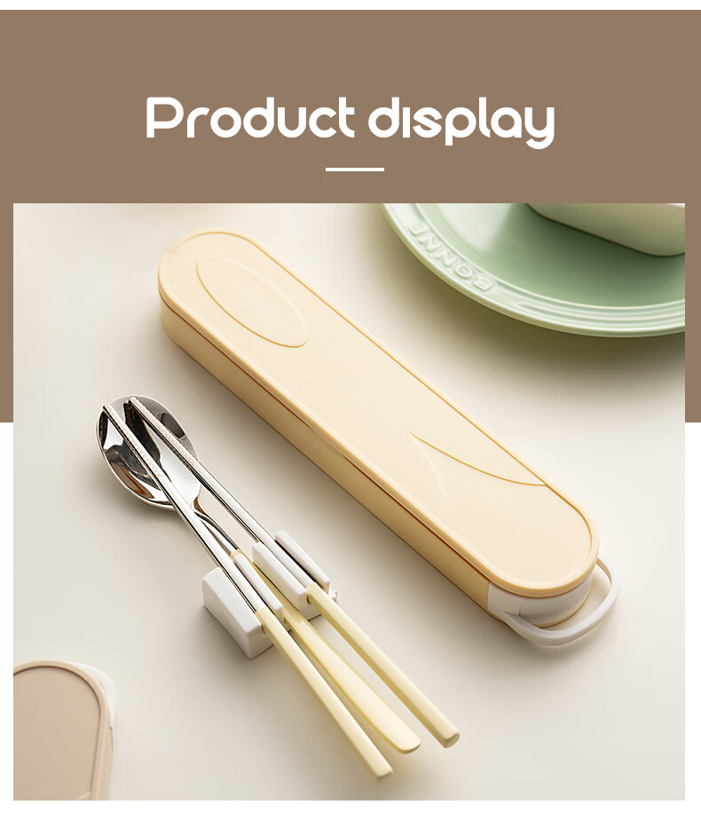 Onlycook Portable Cutlery Set with Hook 304 Stainless Steel Chopsticks Spoon Fork Student Utensils 8