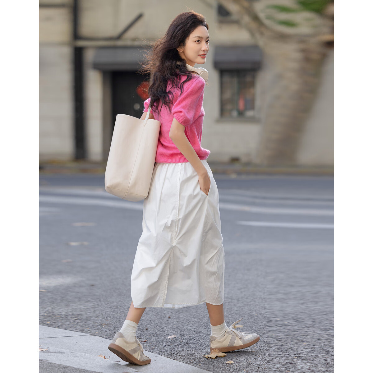 Demana Barbie Wardrobe Spring Fashion Colorblock Letter Crew Neck Short Sleeve High Elastic Wool Blend Knit Top for Women
