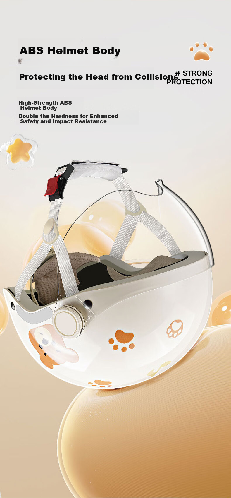 Yadi Children's Helmet, Electric Bike Helmet Motorcycle Helmet, 3C Certified New National Standard A-Grade All-Season Lightweight Cute Baby Safety Helmet, Little Monster 7