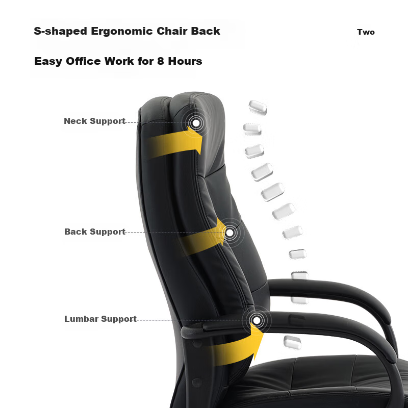 Botai Office Chair, Study Desk Chair, Home Executive Leather Adjustable Height Chair, Comfortable Long-Sitting Computer Chair 92299