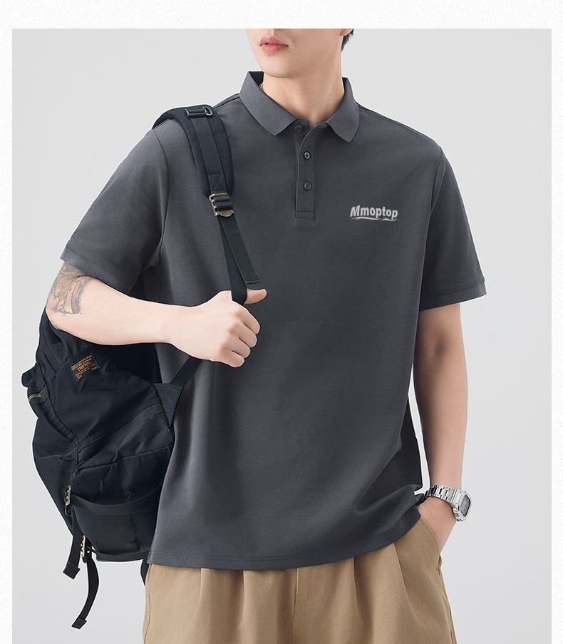 MMOPTOP Father's Day Suoluna Antibacterial Ice Silk Quick-Dry Polo Shirt, Summer Men's Business Casual Short Sleeve MP14 Black XL 23