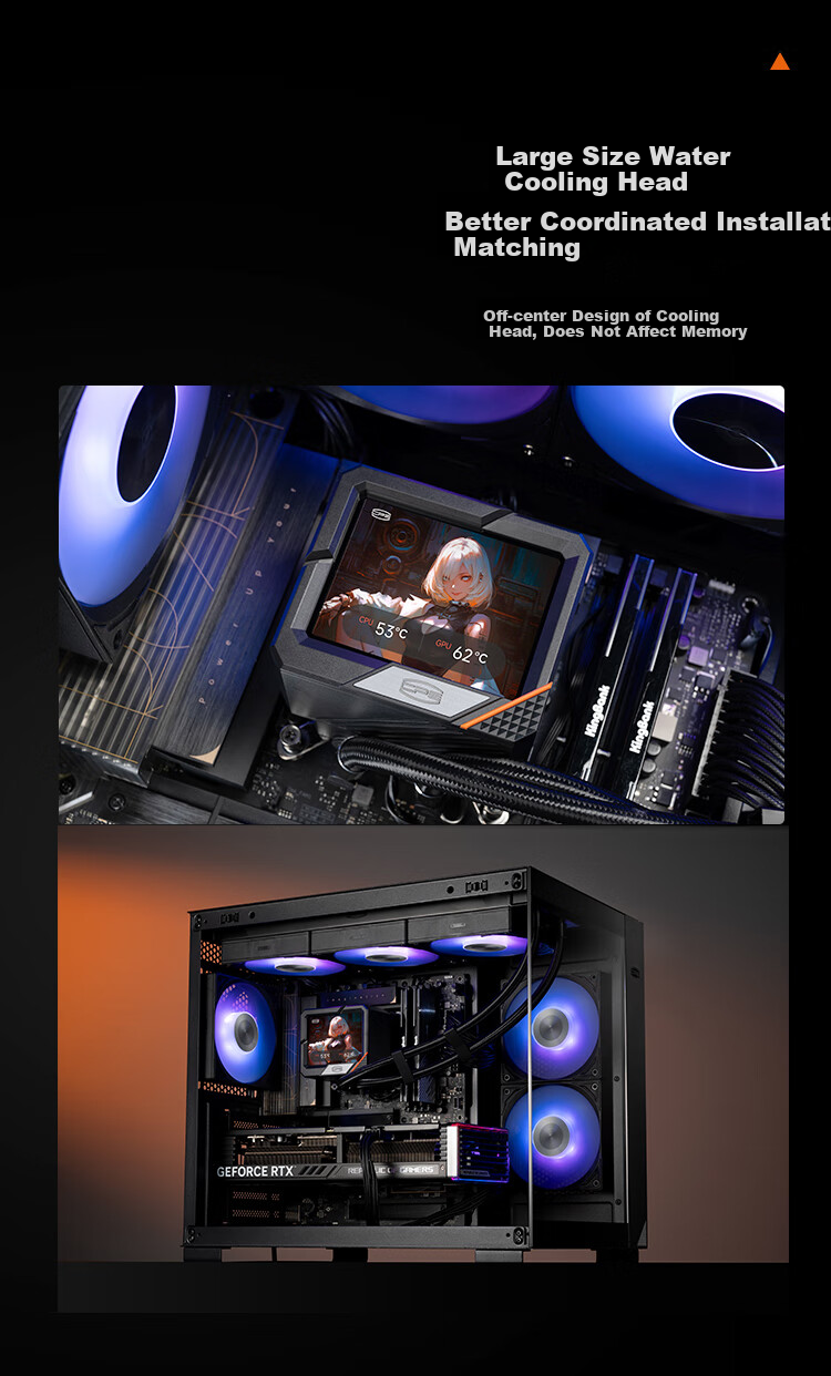 PCCOOLER Beijing GT240 ARGB White All-In CPU Liquid Cooler with 3.5-Inch LCD Screen And Customizable Themes / Compatible with 1851/AM5 4