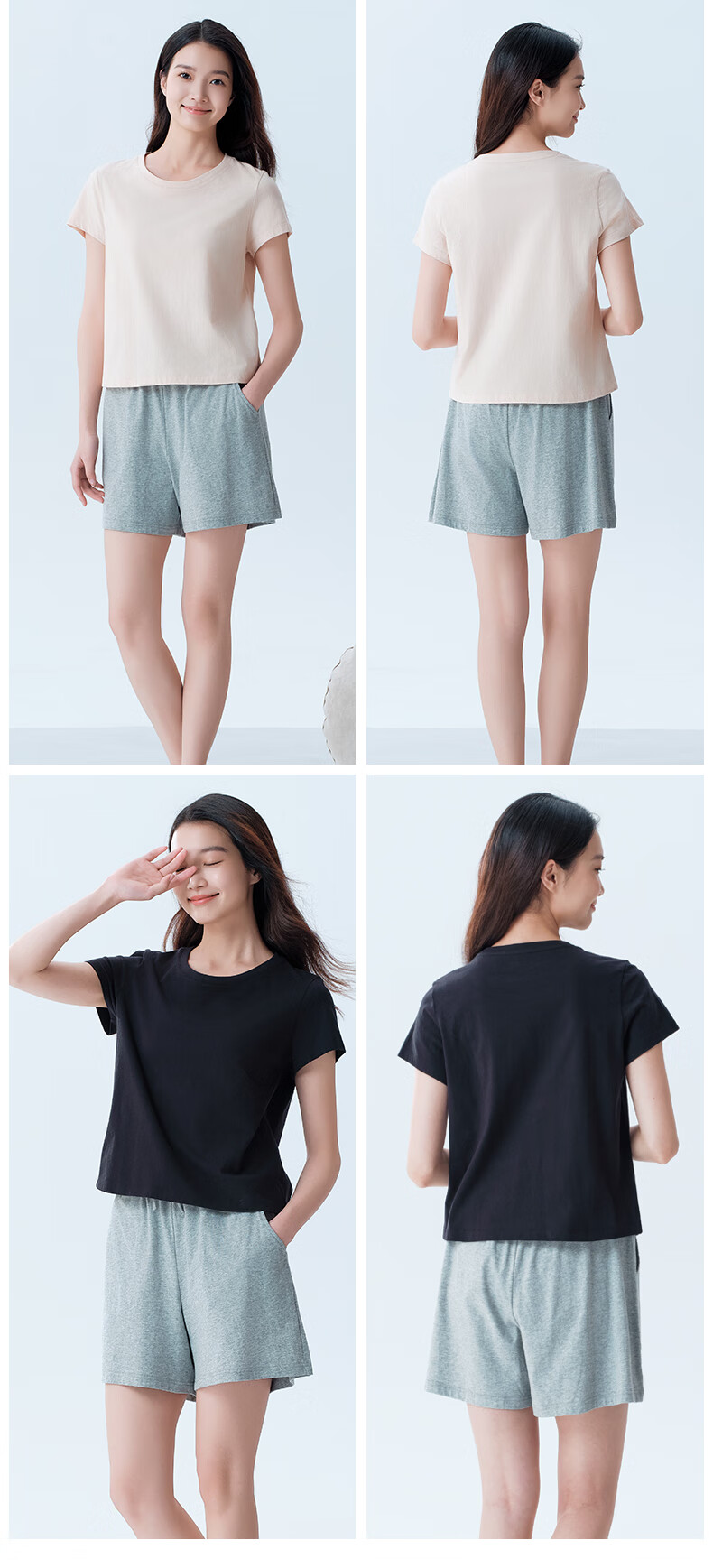 Yiershuang Women's 100% Cotton T-Shirt, Class A 7A Antibacterial, Anti-Mite, Deodorizing, Round Neck Short Sleeve Outerwear Base Shirt 21