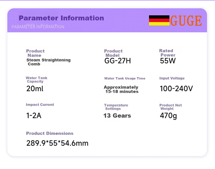 GUGE [Steam Straightening Comb] German Straightening Comb, Gentle on Hair, Dual-Use for Straight And Curly Hair, Bangs And High Crown, Hair Volumizing Tool, Hair Comb, Birthday Gift for Wome 17