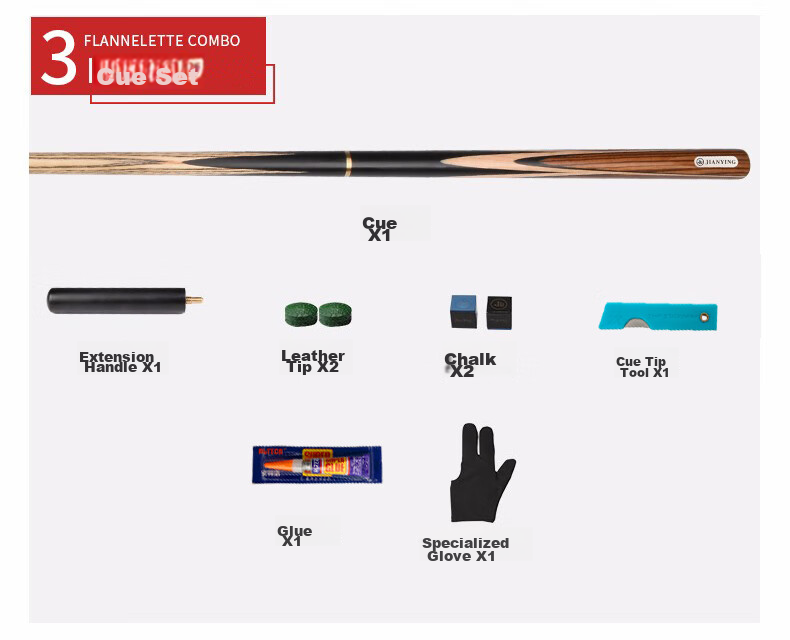 Jianying Billiard Cue, Small Tip Cue, Detachable, Colorful Black 8 Snooker Cue Set, Chinese Black Eight, 3/4 Pool Cue, SC2501 17