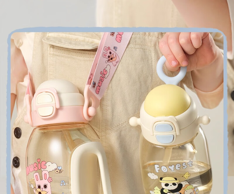 KeChao TonTon Bucket Children's Water Cup Direct Drinking Straw Baby Water Bottle Summer Kindergarten School 2-9 Years PPSU Unisex 11