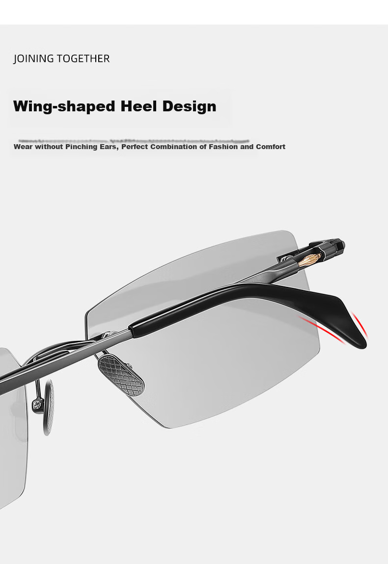 CAPONI Pure Titanium Sunglasses, Photochromic Polarized Sunglasses for Men, Frameless, Ultra-Light, Day And Night Use, Specially Designed for Driving, Night Vision Glasses 5