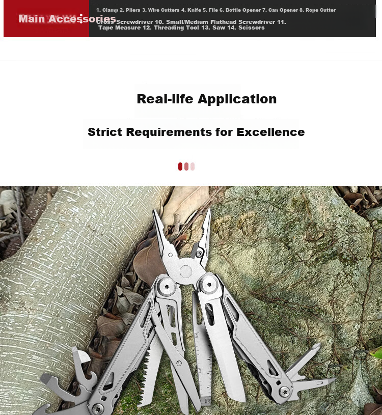 GEDUN Multi-Functional Tool Pliers, Folding Pliers, Portable Survival Knife, Outdoor Emergency Rescue Tools, Tactical Pliers, Wrench, Scissors 17