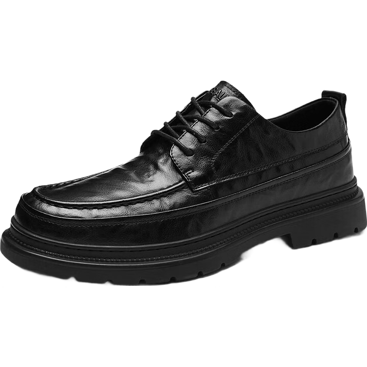 HLA Leather Shoes for Men, Classic Wear-Resistant Versatile Casual Retro Derby Shoes HAAPXM1EBI073 Black Size 44
