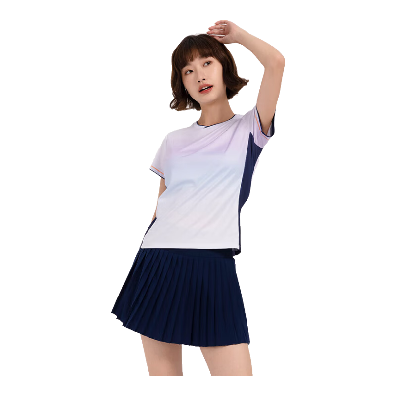KAWASAKI Badminton Shirt for Women, Professional Sports Short-Sleeve Round Neck Quick-Dry T-Shirt B2977, Light Grape Purple, M