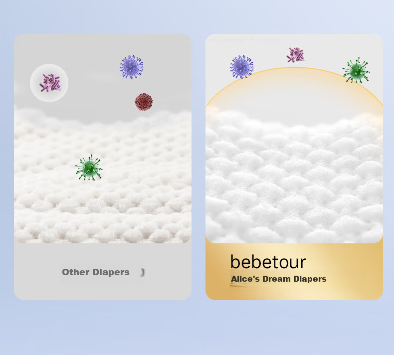 Bebetour Alice Dream Series Baby Diapers S Size (4-8kg), Portable Pack, 5 Pieces, Luxury Softness Upgraded 7