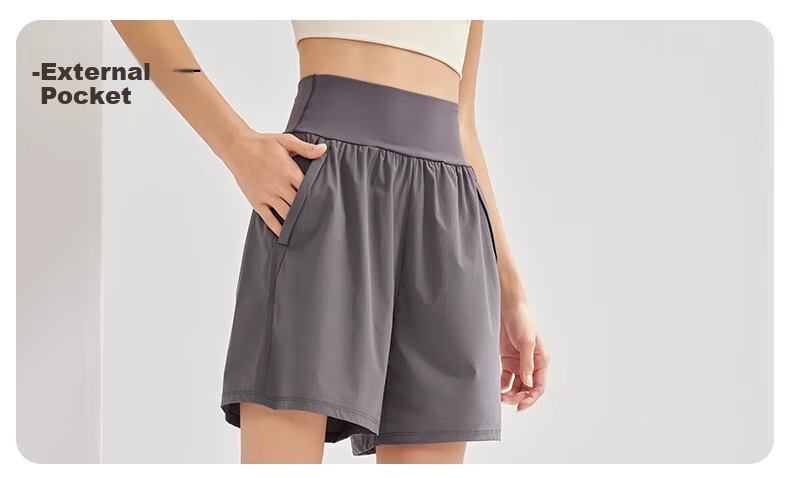 NEVER ME Women's Sports Pants, Casual Shorts, High-Waisted Tummy Control, Loose-Fitting, Breathable, Quick-Drying, Running, Fitness, Boxing Pants, Summer 35
