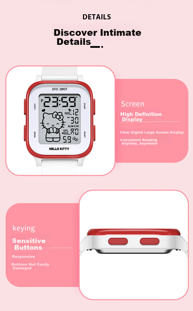 Hello Kitty Children's Watch for Girls Aged 6-12 Elementary And Middle School Students Sports Smart Watch Electronic Watch for Students 878 9