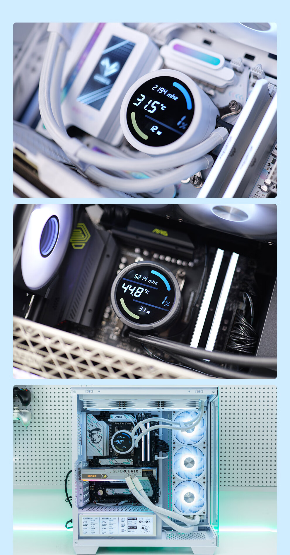 Silverstone E360 MAX White 3.95-Inch LCD Screen CPU Water Cooling Cooler (Pre-Installed Triple Fan/Supports LGA1700/AM5/ARGB/Liquid Leakage Compensation) 8