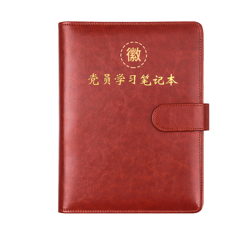 Xuchen Stationery 6-Hole Brown A5 Loose-Leaf Notebook Party Member Study Notebook 100 Sheets 200 Pages Leather Cover Party Building Education Work Meeting Record Detachable Refill
