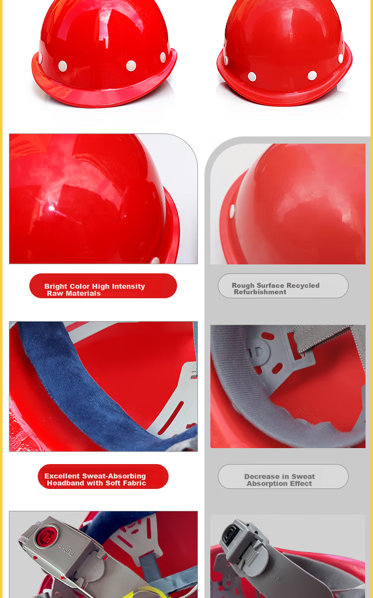 Puda Safety Helmet for Construction Sites, Anti-Smashing And Impact-Resistant, Construction Engineering Work, 6011 Red V-Shaped ABS Model (Fast Delivery from Beijing Warehouse) 3