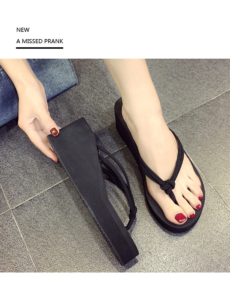 FOOTOPPO High Heel Flip Flops for Women, Beach Sandals, Non-Slip Thong Slippers, Summer Platform Wedge Sandals with Thick Soles 2
