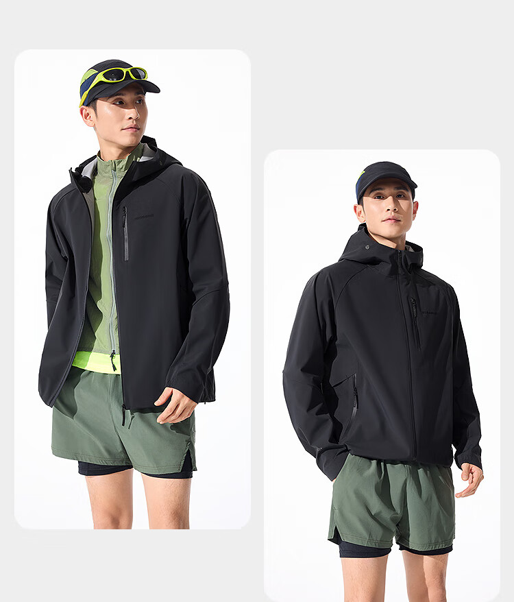 BOSIDENG Spring Summer Urban Lightweight Outdoor Men's Hooded Windproof Waterproof Sun Protection Softshell Functional Jacket 22