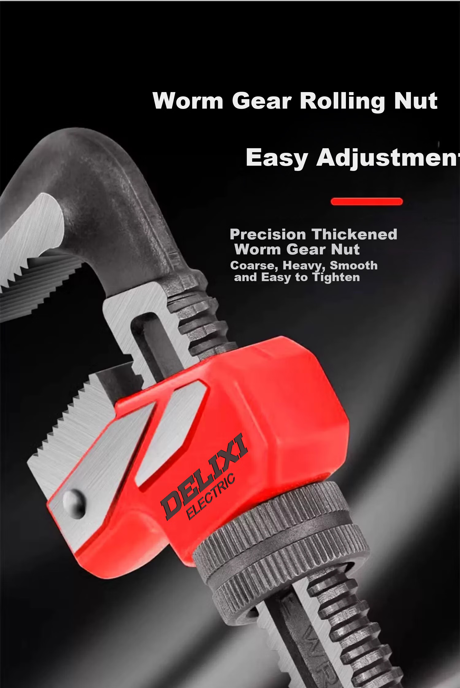 DELIXI ELECTRIC Adjustable Wrench, Household Pipe Wrench, Universal Wrench, Wide-Mouth Thickened Multi-Functional F-Type Pipe Wrench 4