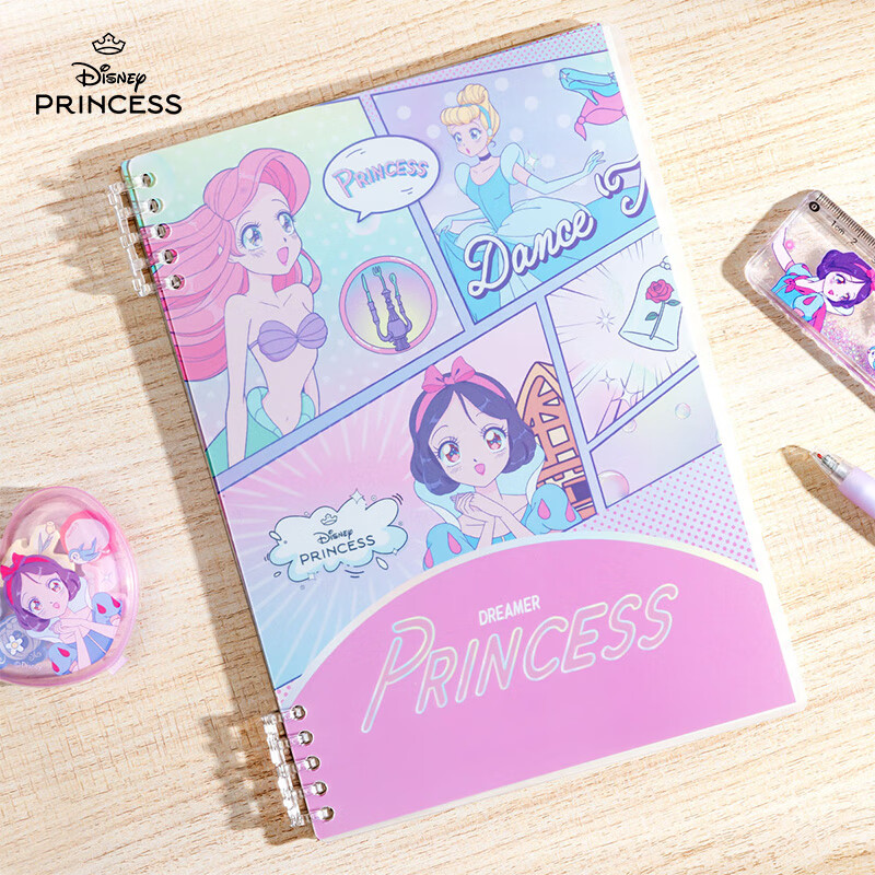 Disney Loose-Leaf Notebook with Removable Spiral Binding, 60 Sheets, High-Quality Waterproof Journal for Students, Girls' Planner And Homework Book