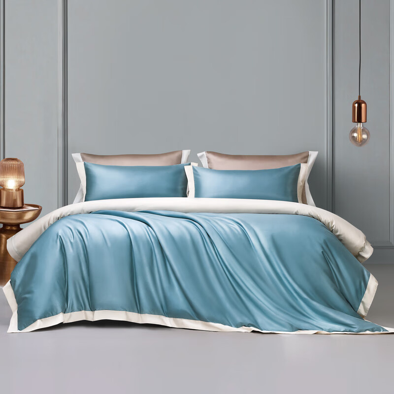 FUANNA Home Textiles 100-Count Long-Staple Cotton Four-Piece Bedding Set for Hotels, Luxury High-Count High-Density Pure Cotton Bedding Set with Bed Sheet And Duvet Cover, 1.8m
