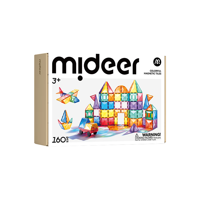 MiDeer Children's Toy Magnetic Building Blocks, Light And Shadow Art Magnetic Tiles - 160pcs New Year Gift