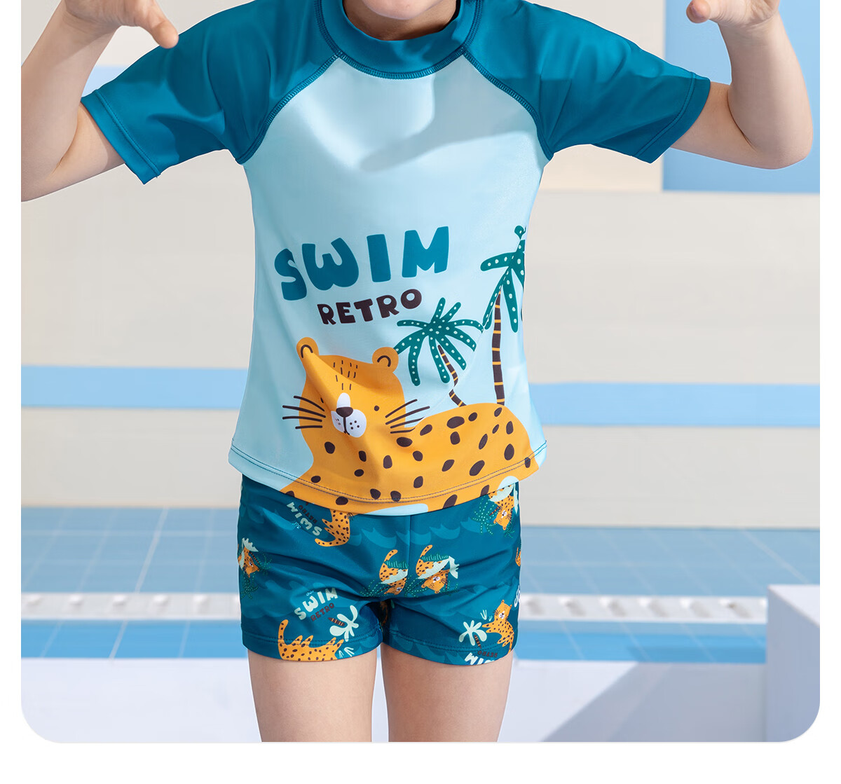 361° Children's Swimwear, Swimming Goggles And Swim Cap Set, Boys' Two-Piece Swimsuit, Quick-Drying Hot Spring Swimwear for Boys 9