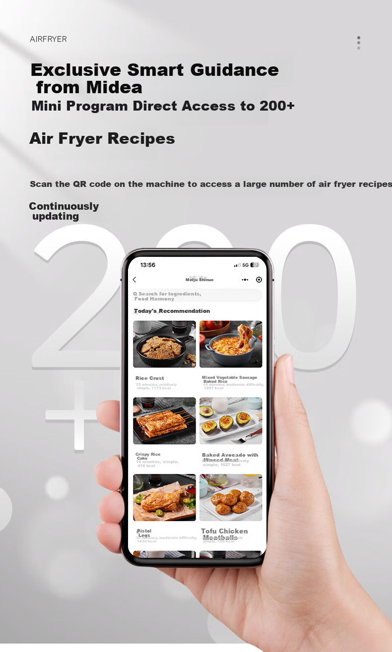 Midea Air Fryer, Transparent View, No-Flip Design, 7L Large Capacity, Multi-Functional, Oil-Free, Crispy on The Outside And Tender on The Inside, Non-Stick, Easy to Clean, Electric Fryer Oven MF-KZE7001 13