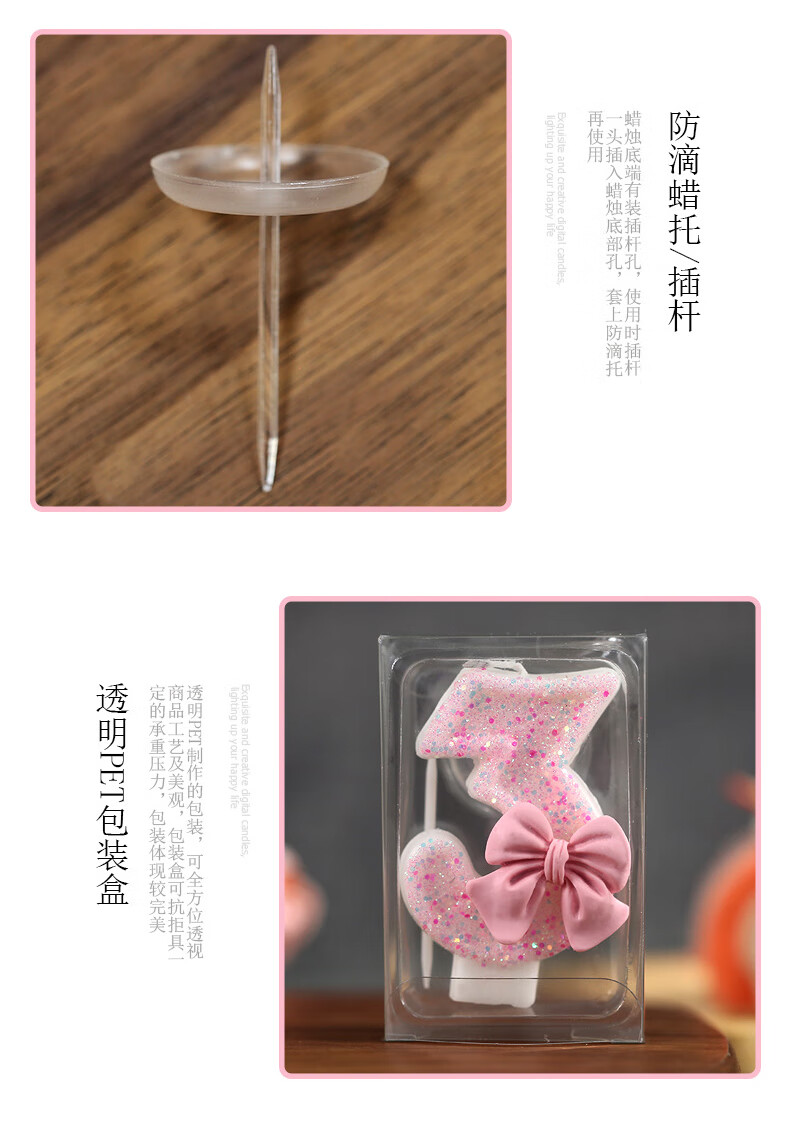 Duomeiyi Birthday Candle Scene Decoration Creative Cake Cartoon Candles Pink Butterfly Candle Holder Number 7 3