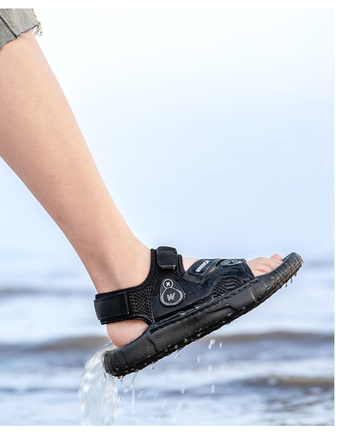Warrior Men's Summer Outdoor Casual Comfortable Sandals Fashionable Breathable Versatile Non-Slip Shoes Black Size 41 11