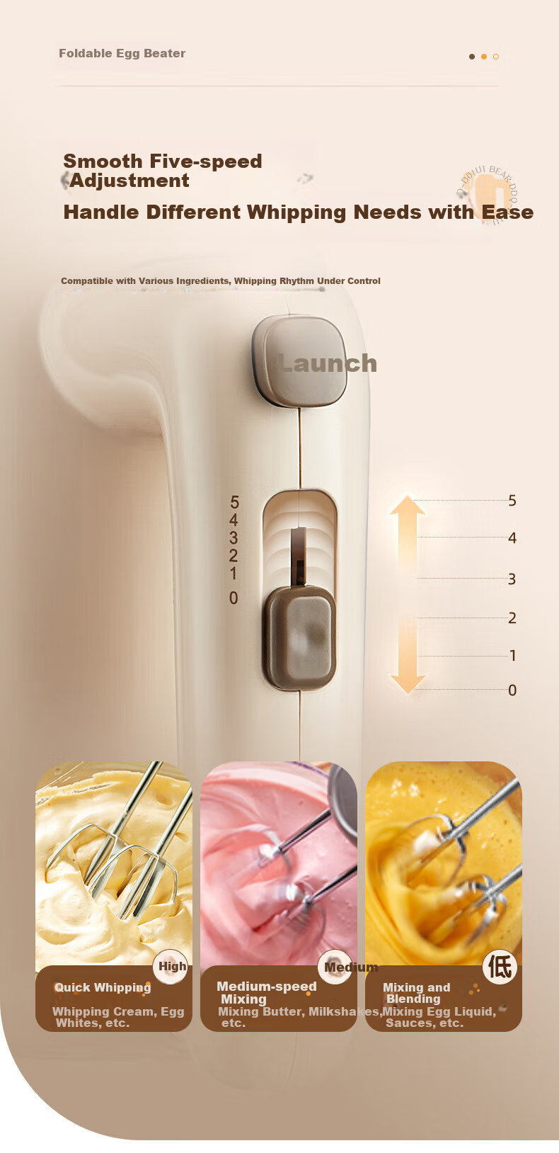 Bear Egg Beater Food Processor Whisk Electric Hand Mixer Home Blender with Stand Baking DDQ-D01U1 9