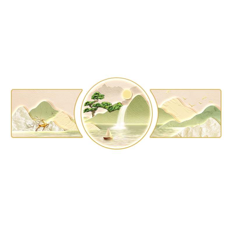 Mao Jiu Jiang Cream Style Living Room Decorative Painting High-End Atmospheric Three-Piece Modern Minimalist Landscape Sofa Background Wall Art