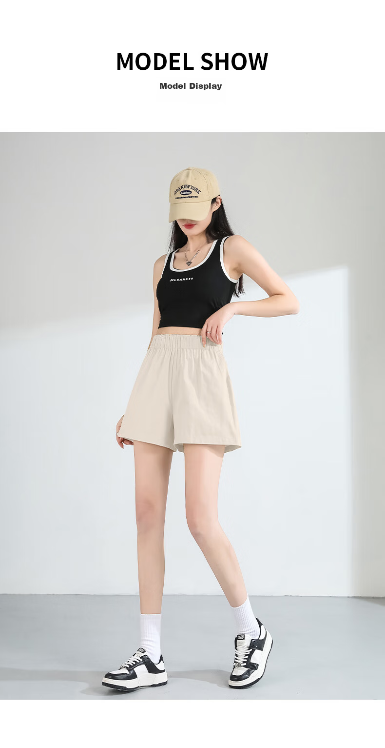 Baleno 100% Pure Cotton Shorts for Women, New Summer 2025 Style, High-Waisted Loose Wide-Leg Pants, Versatile Three-Quarter Length Shorts for Outdoor Activities And Travel 10