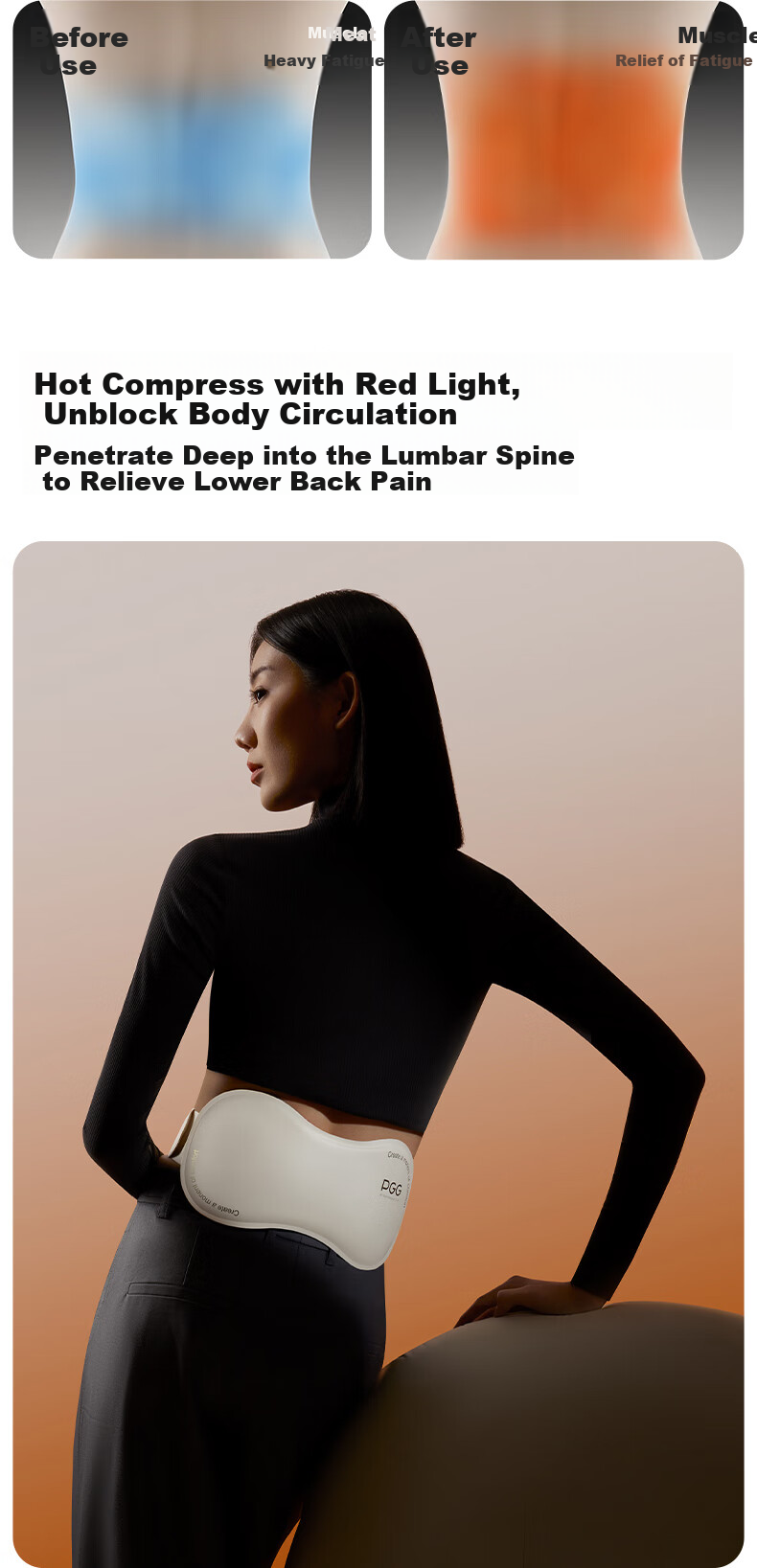 PGG [Mid-Autumn Festival Gift] Waist Massager, Back Pain Relief Device, Herniated Disc Hot Compress Massager, Lumbar Muscle Strain W7 Birthday Gift for Boyfriend Girlfriend Wife Husband 8