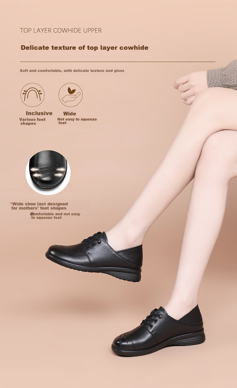RED DRAGONFLY Women's Single Shoes, Cowhide Leather, Soft Sole, Middle-Aged Mom Shoes, Ladies Soft Leather Loafers, WTB152631, Black, Size 38 2