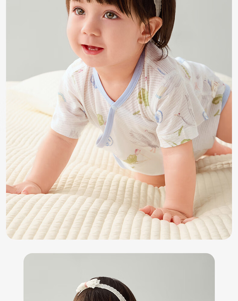 Shiyuejiejing Baby Romper, Summer Thin Style, Infant Onesie, Newborn Pure Cotton Mesh Short-Sleeve A-Class Bodysuit 17