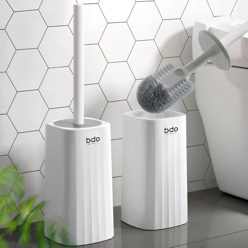 BDO Toilet Brush with Base, Extended Handle, Splash-Proof, No-Drill Wall Mount, Deep Cleaning Bathroom Brush for Home Use