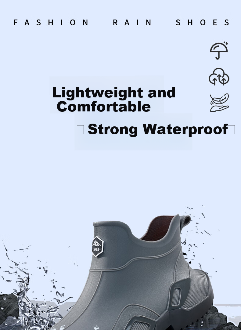 Lanoudun Men's Short Rain Boots, Beach Combing Waterproof Shoes, Non-Slip Fishing Shoes, YX1039 Size 42 1