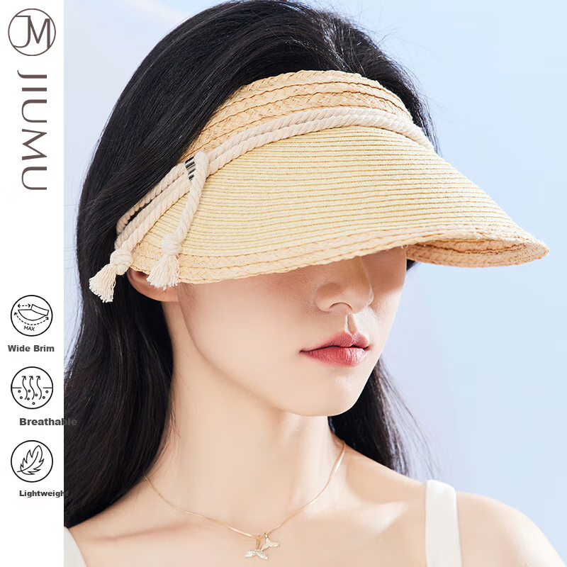 JIUMU Women's Sun Hat, Visor Cap, Straw Hat, Cool Hat, Summer Outdoor Face-Covering Hat for Women CW137