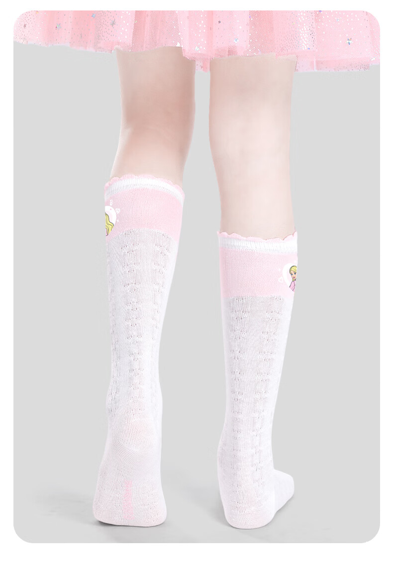 Barbie Children's Thigh-High Socks, Thin Spring And Autumn Mid-Calf Socks, Girls' Calf-Length Socks, Long Princess-Style Socks for Girls 6