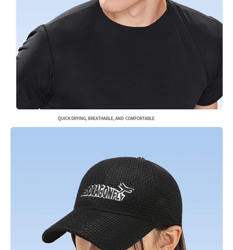 RED DRAGONFLY Hat for Men, Summer Sun Protection Baseball Cap, Outdoor Sports Quick-Dry Sun Hat, Face-Slimming Mesh Visor Cap for Wome 12